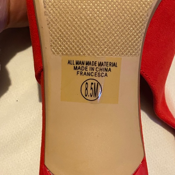 Red Pointed-Toe Bow Slingbacks - Picture 3 of 5